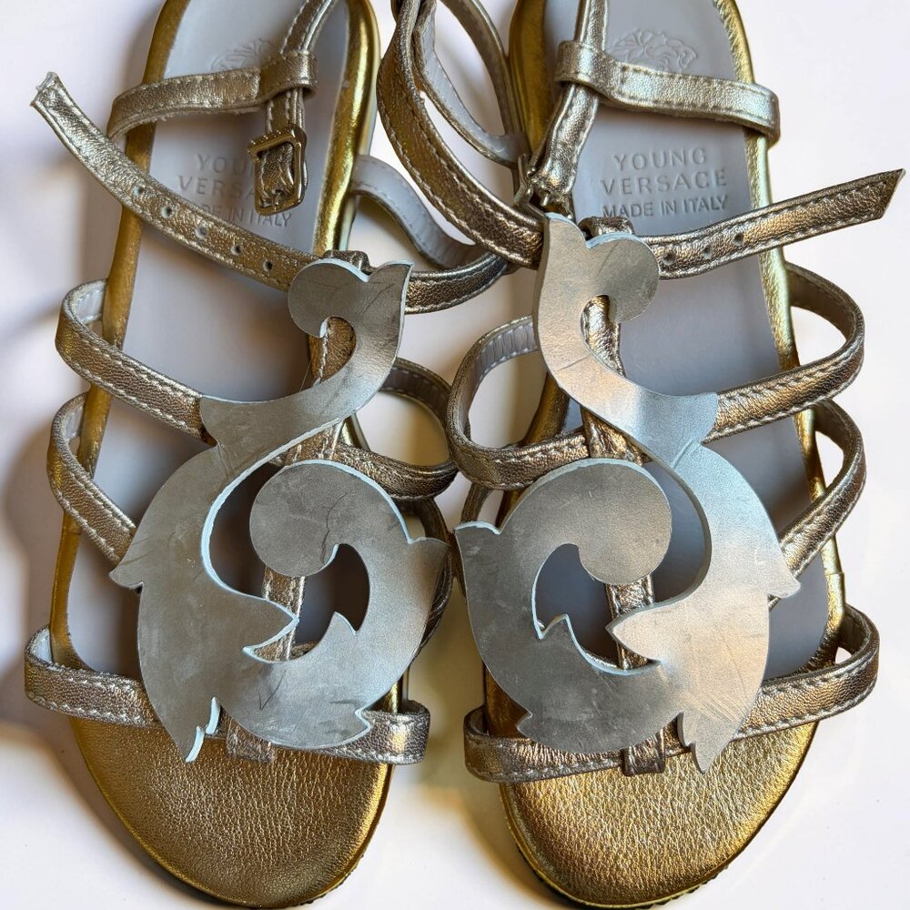 Young Versace Gold Sandals Girls Size 31